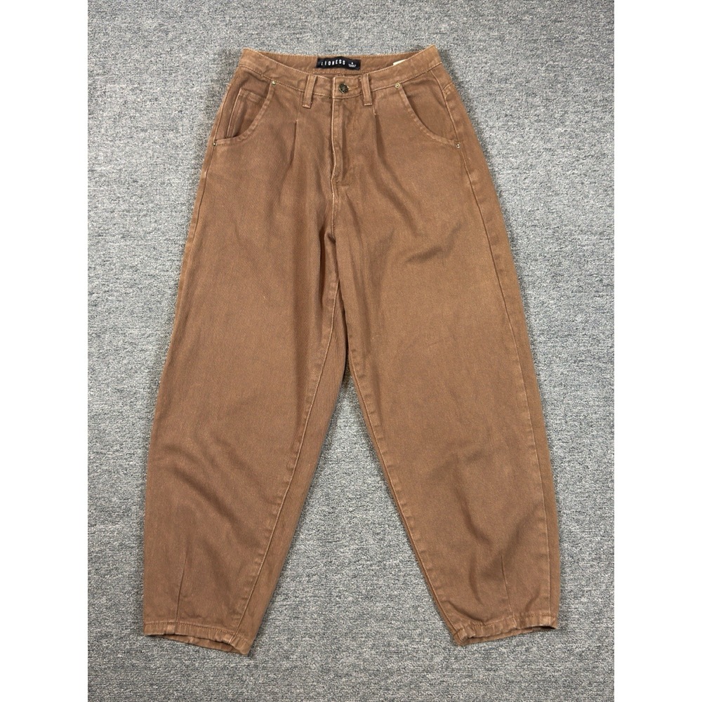 Lioness Women's Balloon Brown Jeans Size Small paper bag 100% Cotton Relaxed
